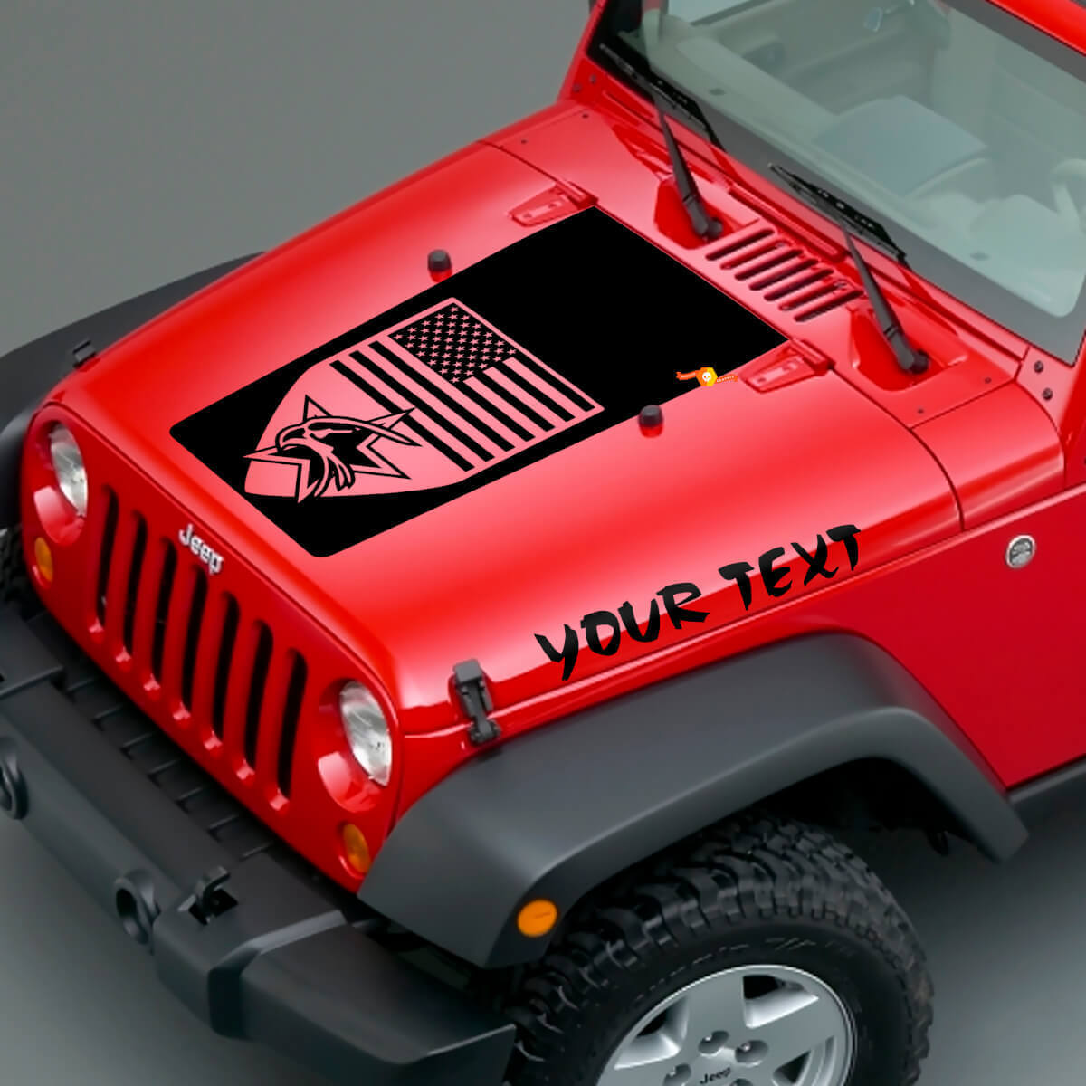 Ensemble de décalcomanies en vinyle pour capot avec écusson américain et texte personnalisé pour Jeep Wrangler