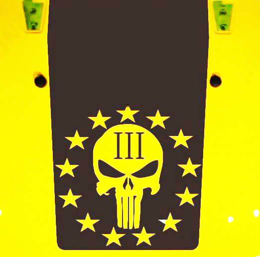 Autocollant vinyle capot style crâne Punisher étoiles noires pour Jeep Wrangler JK JKU LJ TJ