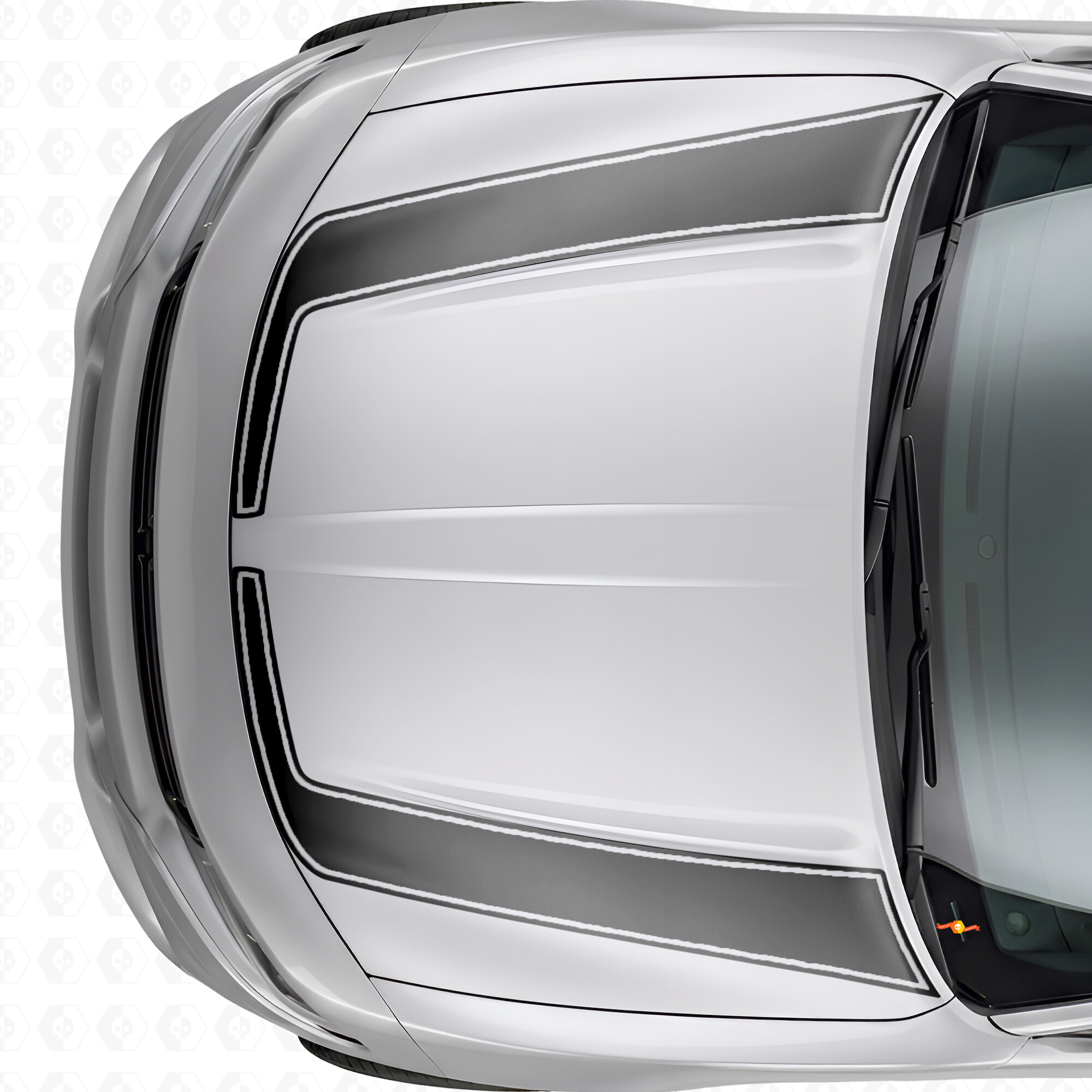 Autocollant en vinyle à bandes de contour accentuées pour capot Dodge Charger 2015-2026