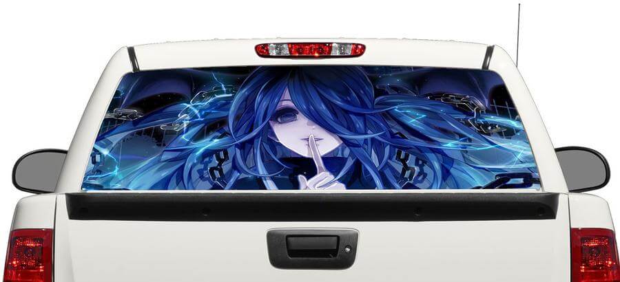 Anime Girl dessin animé fenêtre arrière autocollant autocollant camionnette SUV voiture 4