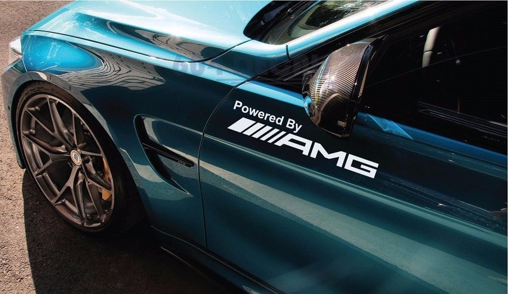 Jeu d'autocollants vinyle d'ailes latérales style AMG pour Mercedes-Benz