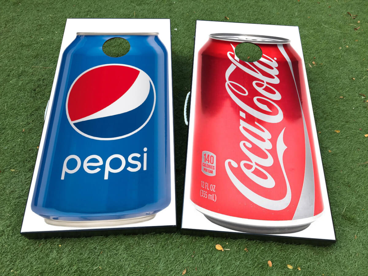 Ensemble de décalcomanies en vinyle pour planche de cornhole avec canette de soda Coca-Cola Pepsi
