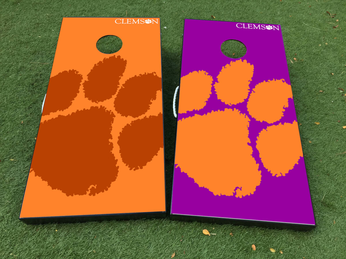 Set d'autocollants en vinyle pour planche de cornhole patte des Clemson Tigers