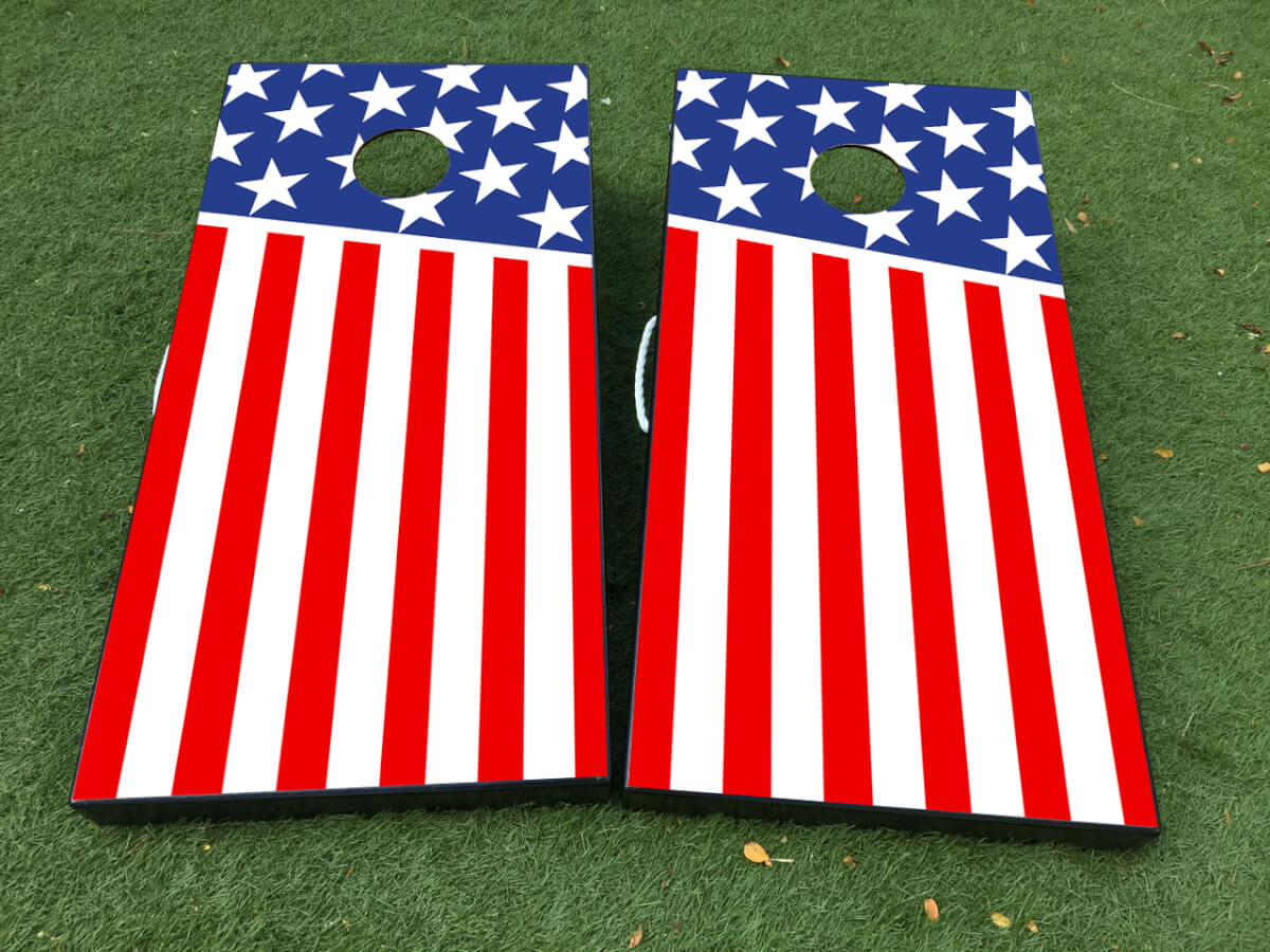 Set d'autocollants vinyle pour planche de cornhole avec drapeau américain