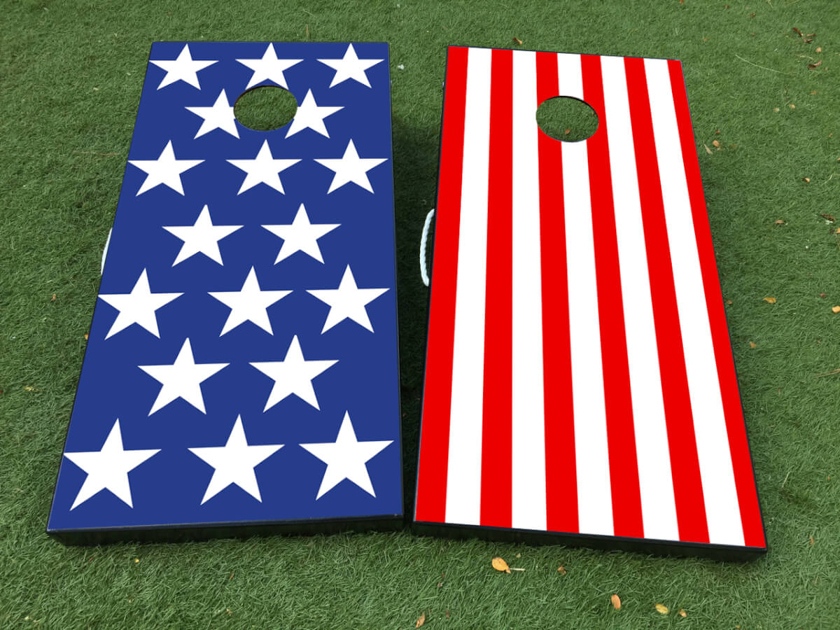 Set d'autocollants vinyles pour planche de cornhole drapeau américain