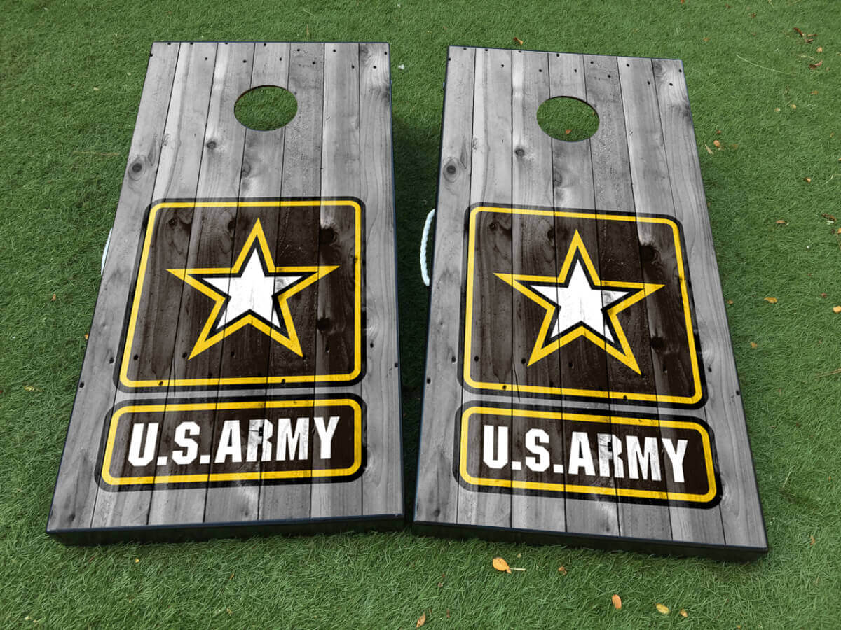 Set d'autocollants pour recouvrement de planche de cornhole style militaire de l'Armée américaine