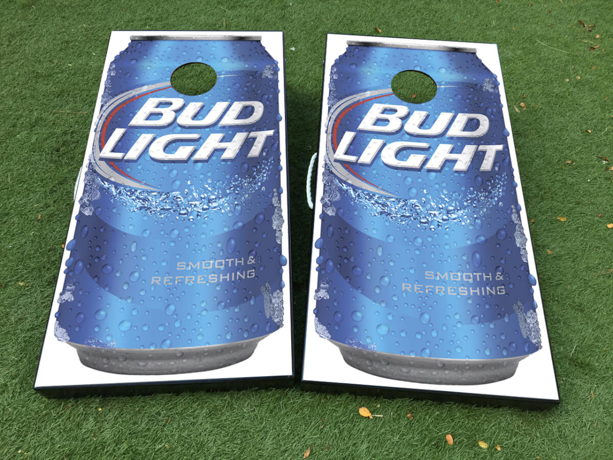 Jeu de Planches de Cornhole avec Autocollants Vinyle Canette de Bière Bud Light