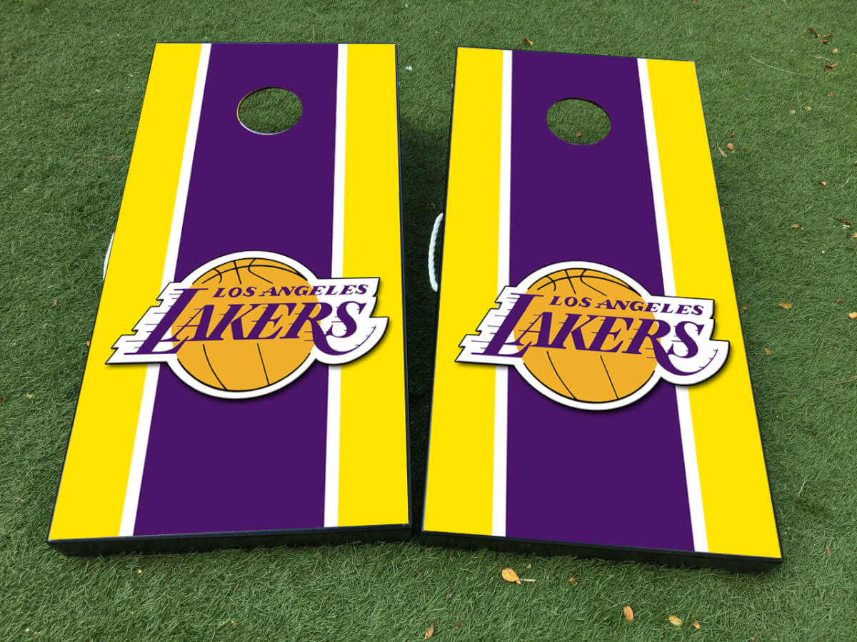 Ensemble d'autocollants en vinyle pour planche de cornhole style Los Angeles Lakers