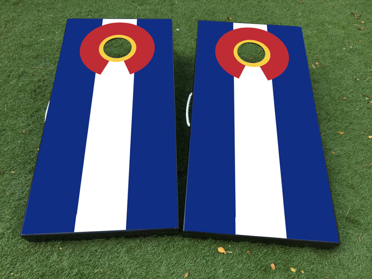 Ensemble d'autocollants en vinyle pour planche de cornhole avec drapeau du Colorado