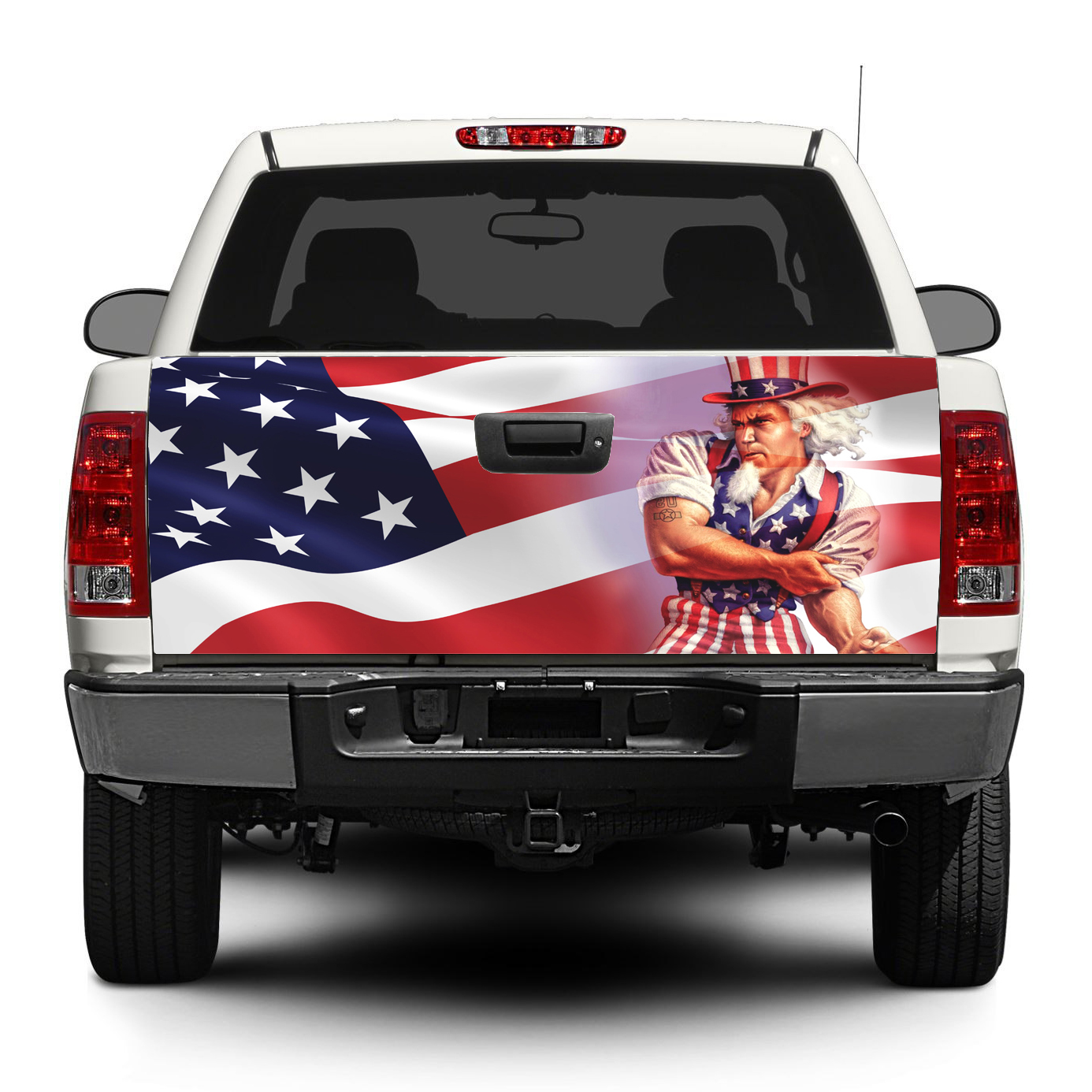 Autocollant en vinyle drapeau USA Oncle Sam pour hayon de camions et SUV