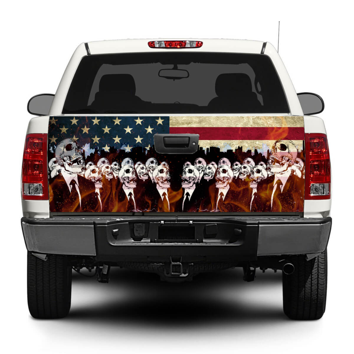 Autocollant en vinyle Zombie & drapeau américain pour hayon de pick-up et SUV