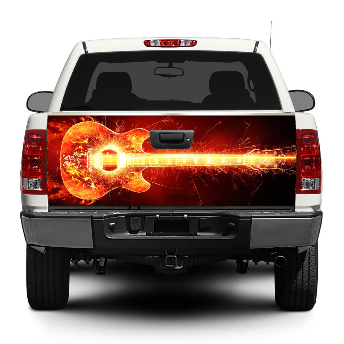 Guitare Burning rock music Tailgate Decal Sticker Wrap Pickup Truck SUV Car