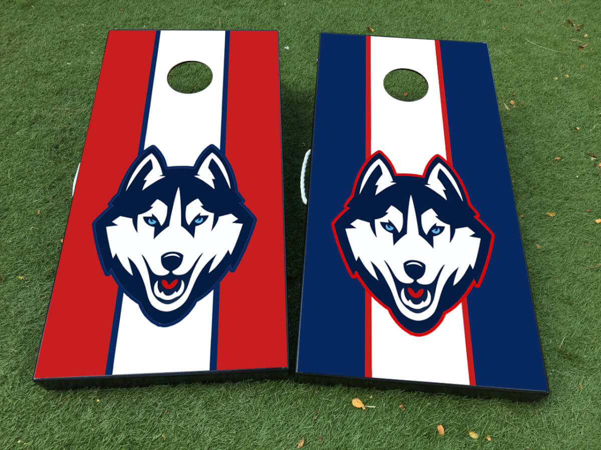 Ensemble de décalcomanies d'habillage pour planche de cornhole des Huskies de basketball du Connecticut