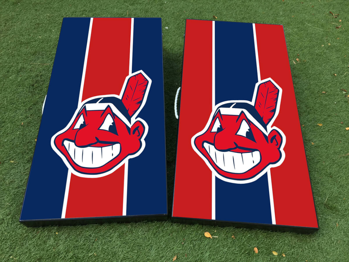 Cleveland Indians Baseball Cornhole Jeu de société Autocollant Autocollant ENVELOPPEMENT EN VINYLE avec LAMINÉ
