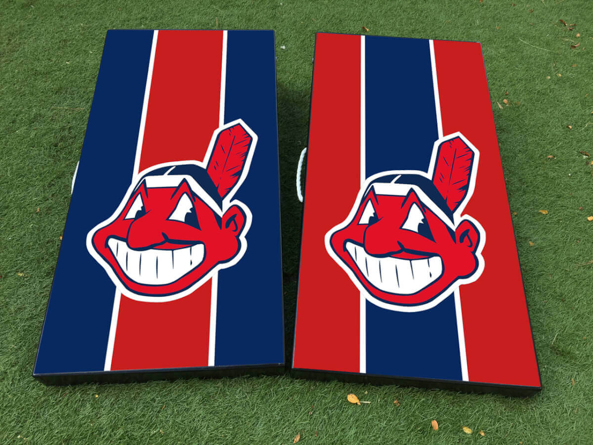 Kit d'autocollants en vinyle pour planche de Cornhole Baseball des Cleveland Indians