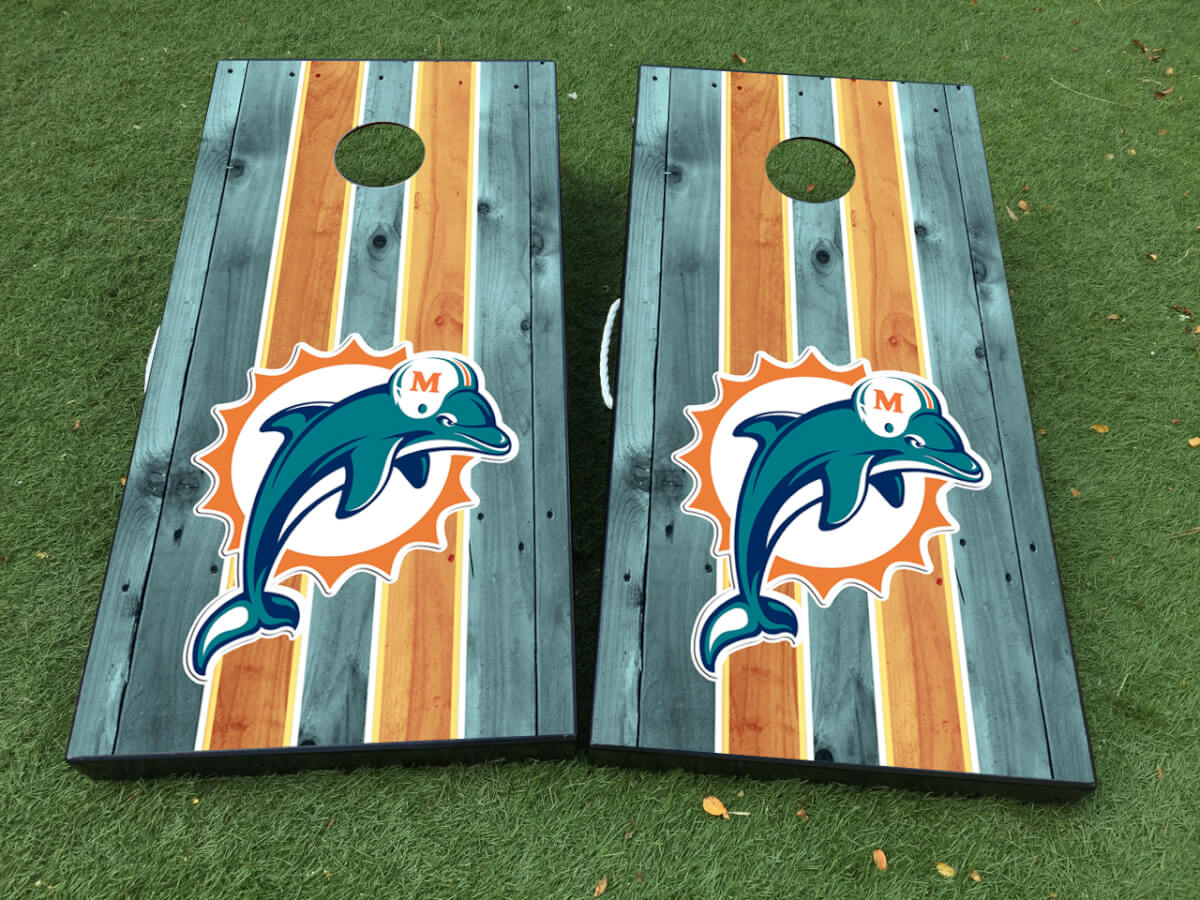 Ensemble d'autocollants vinyle pour planche de cornhole équipe de football de Miami