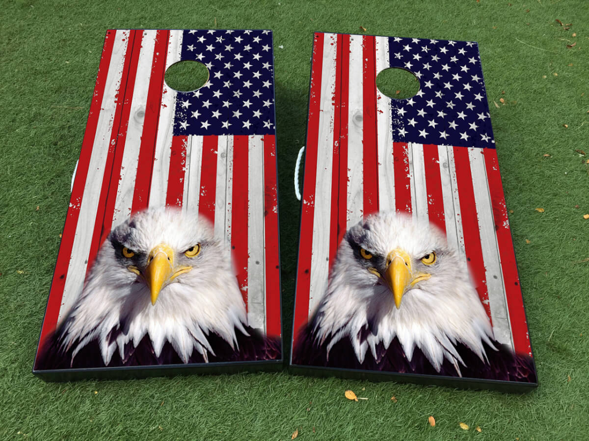 Autocollant pour jeu de Cornhole drapeau américain Eagle USA Film VINYLE avec LAMINAGE