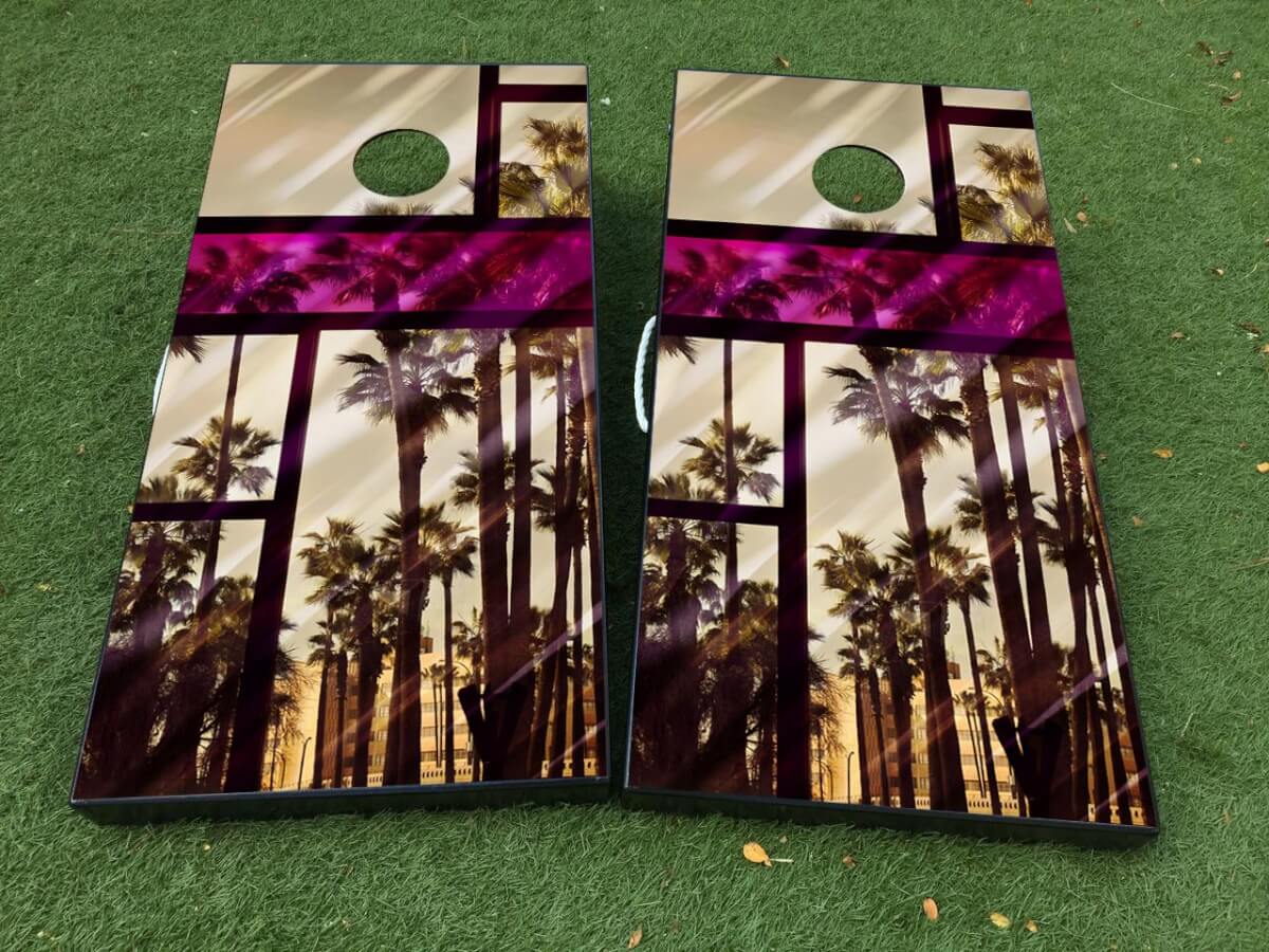 Miami Cornhole Jeu de société Autocollant Autocollant VINYLE WRAPS avec LAMINÉ
