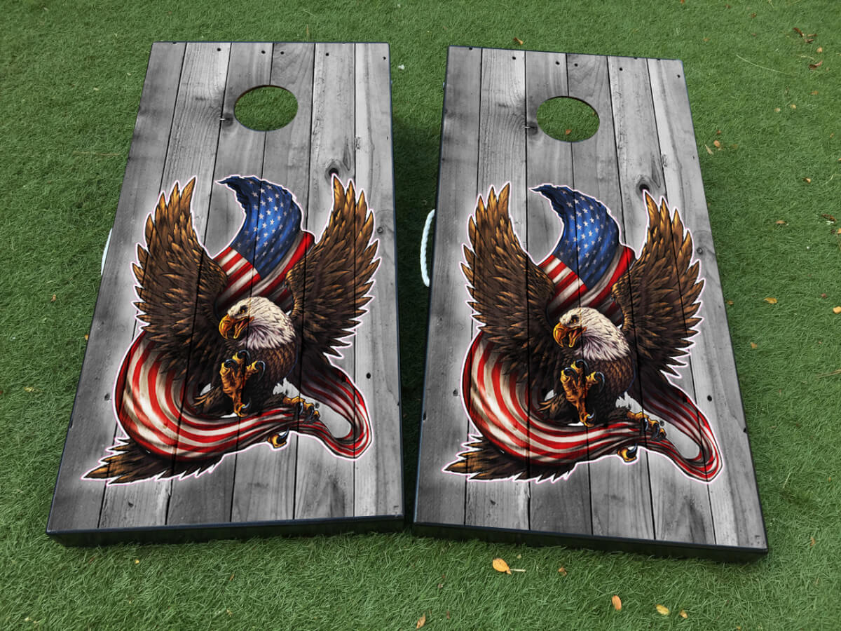 Décor Autocollant Américain Eagle USA Drapeau en Bois pour Planche de Cornhole Set
