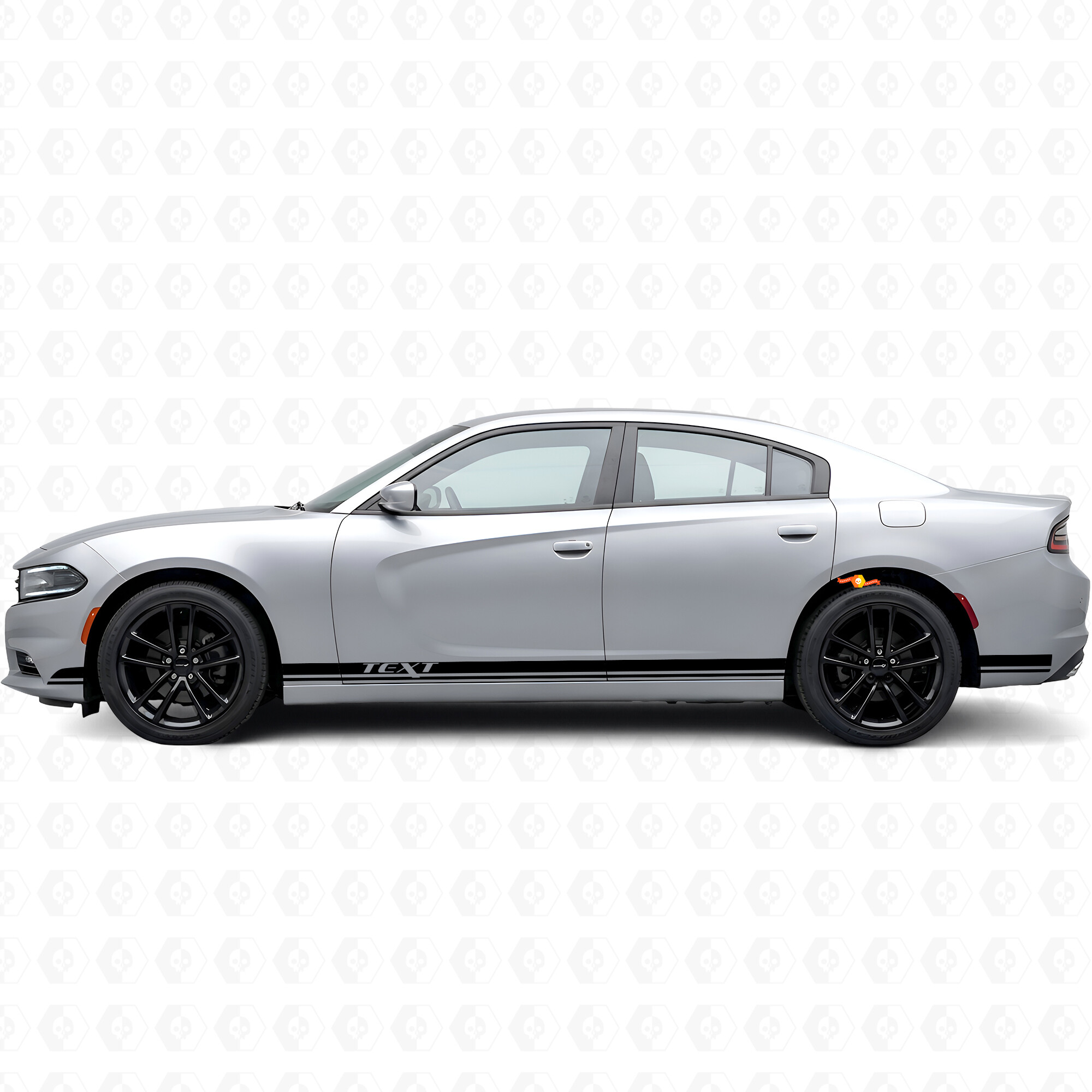 Autocollant vinyle latéral à bandes doubles et texte personnalisé pour Dodge Charger 2015-2026