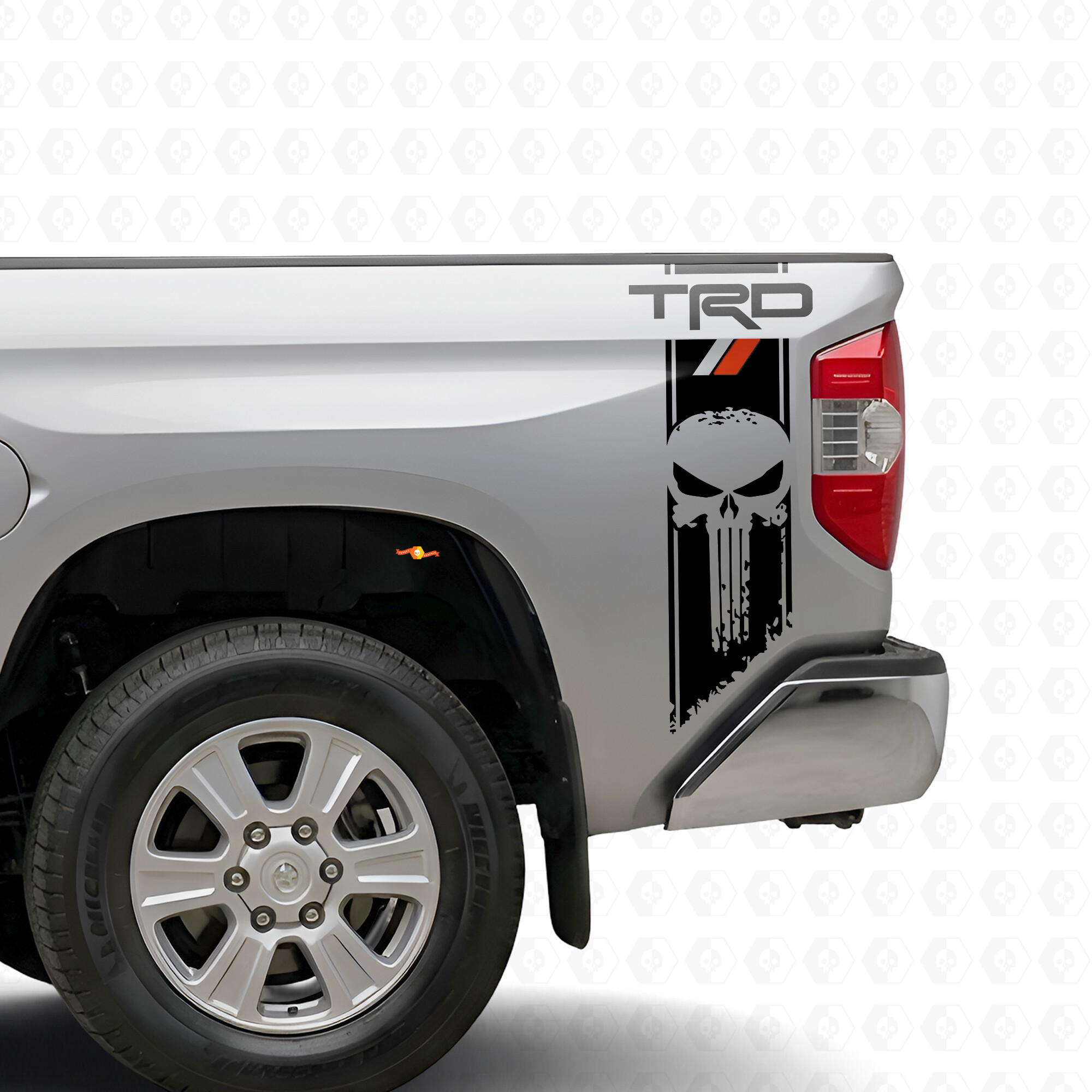 Autocollant en vinyle bandes crâne TRD Punisher pour montant de porte Toyota Tundra