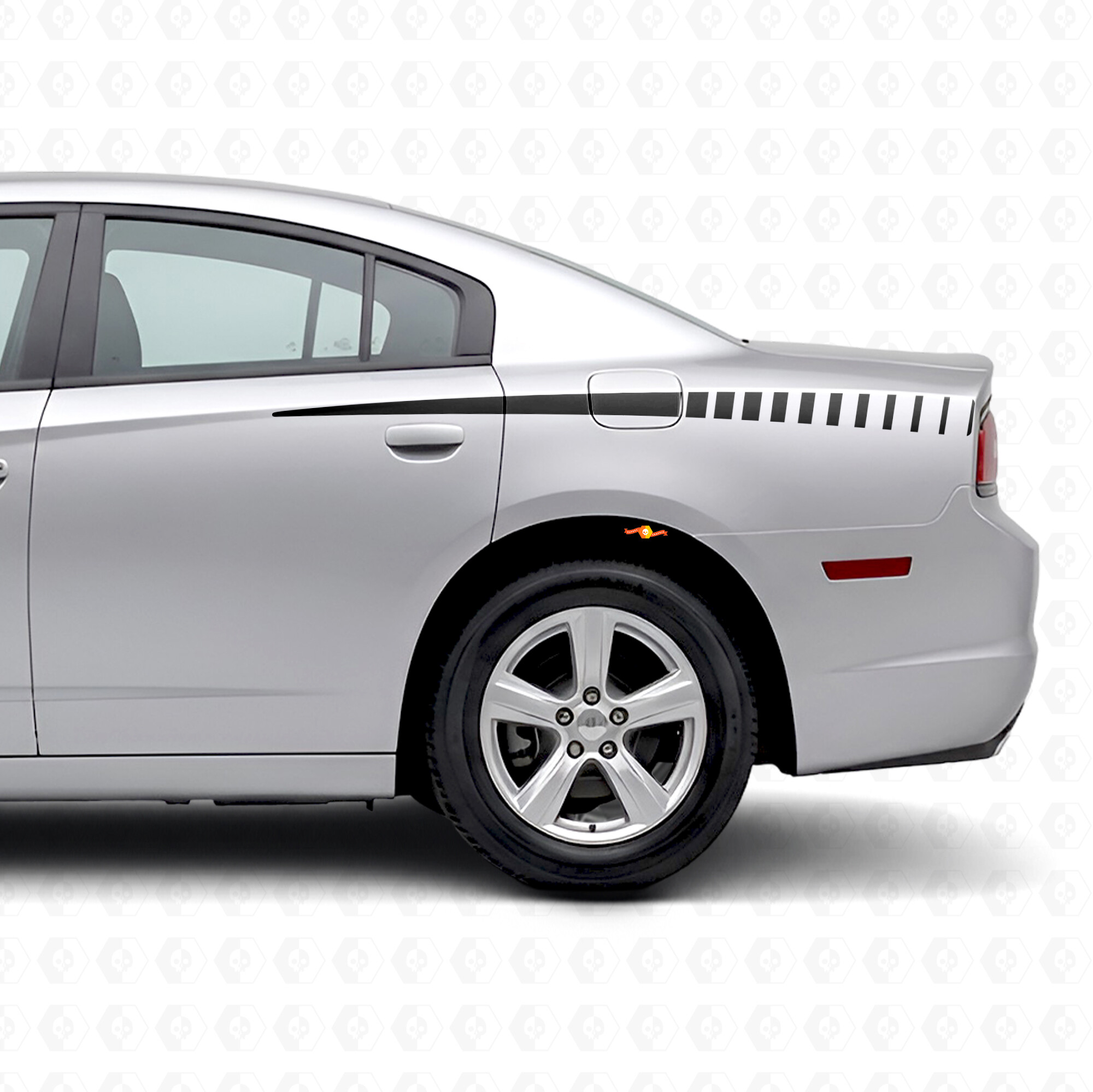 Autocollant vinyle latéral à bandes stroboscopiques dégressives pour Dodge Charger 2011-2014