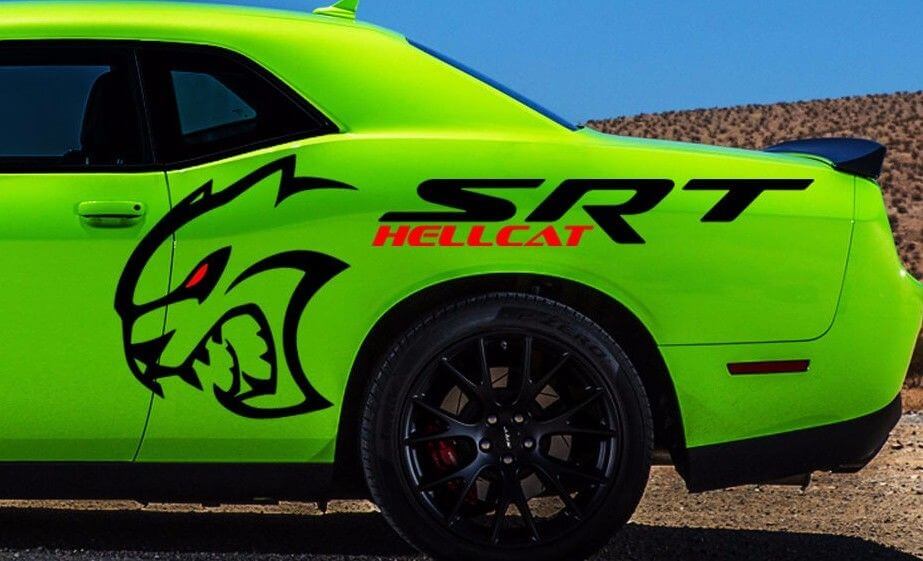 Kit d'autocollants vinyle style panneau latéral SRT Hellcat pour Dodge Challenger
