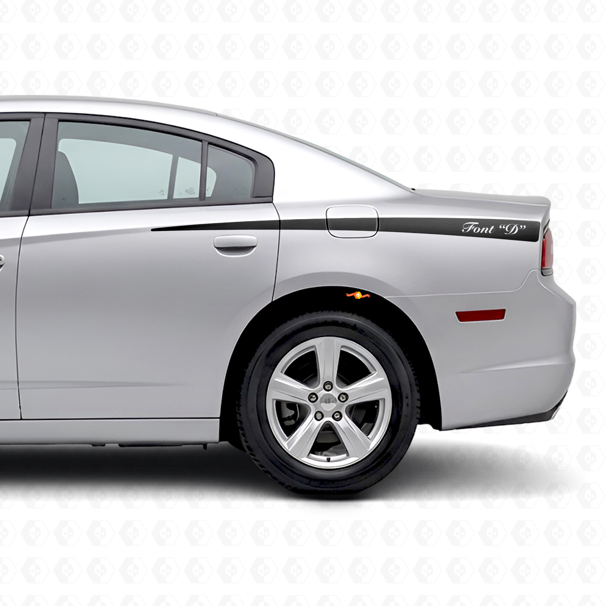 Bandes effilées avec texte personnalisé Autocollant vinyle latéral pour Dodge Charger 2011-2014