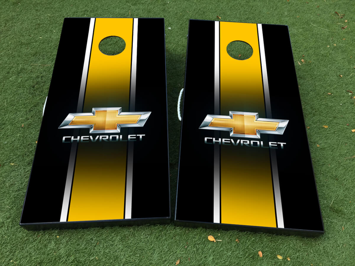 Ensemble d'autocollants vinyle pour plateau de cornhole avec logo Chevrolet