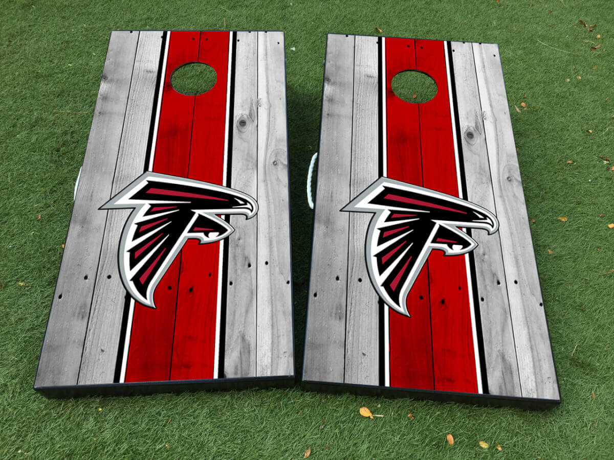 Ensemble d'autocollants vinyles pour planche de cornhole style Atlanta Falcons