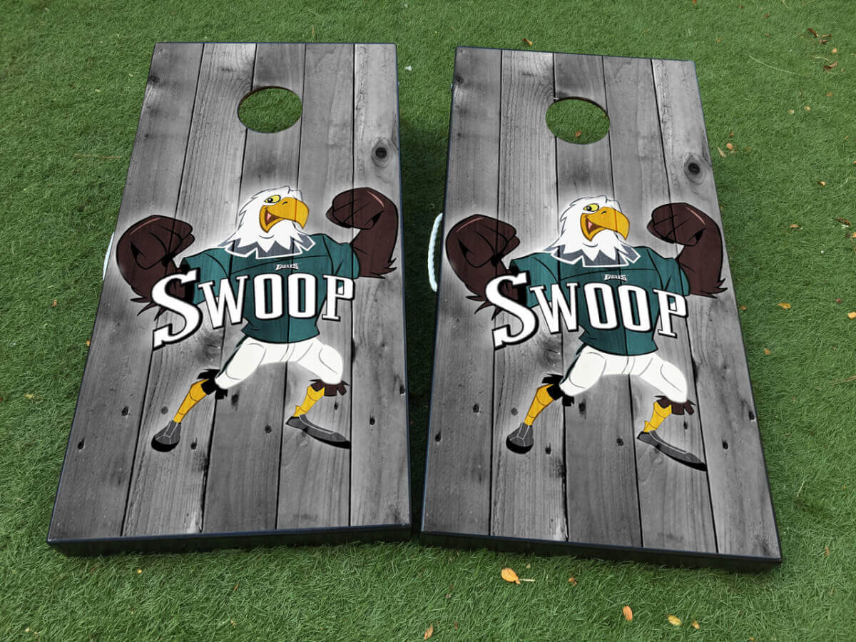 Ensemble d'autocollants en vinyle pour planche de cornhole football Philadelphia Eagles Swoop