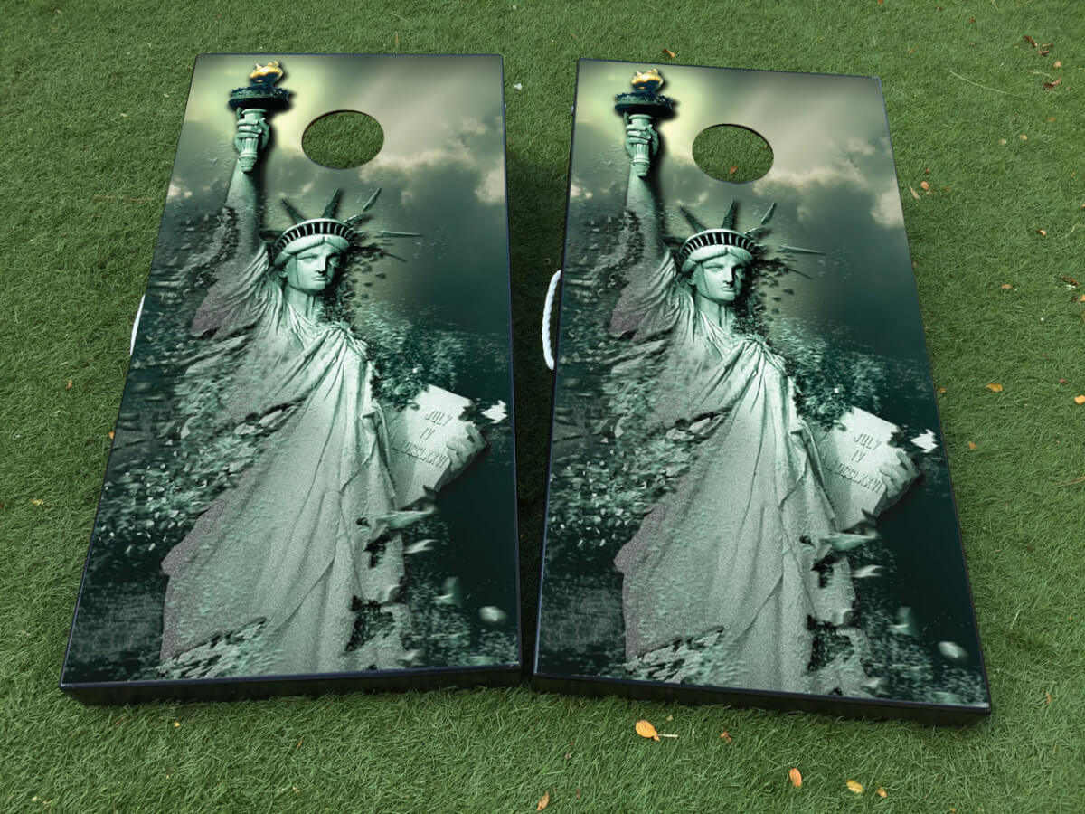 Set d'autocollants en vinyle pour planche de cornhole Statue de la Liberté