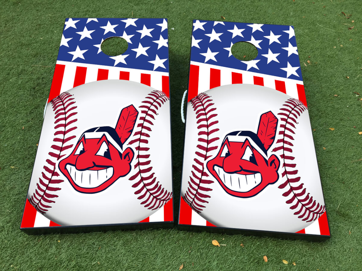 Set d'autocollants en vinyle pour planche de cornhole Cleveland Indians Baseball