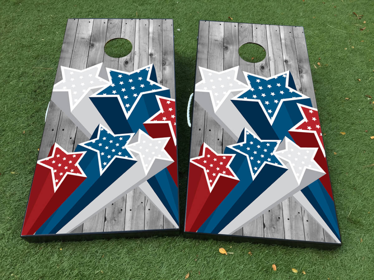 Jeu de planche de cornhole à étoiles patriotiques pour la fête de l'Indépendance, ensemble d'autocollants en vinyle