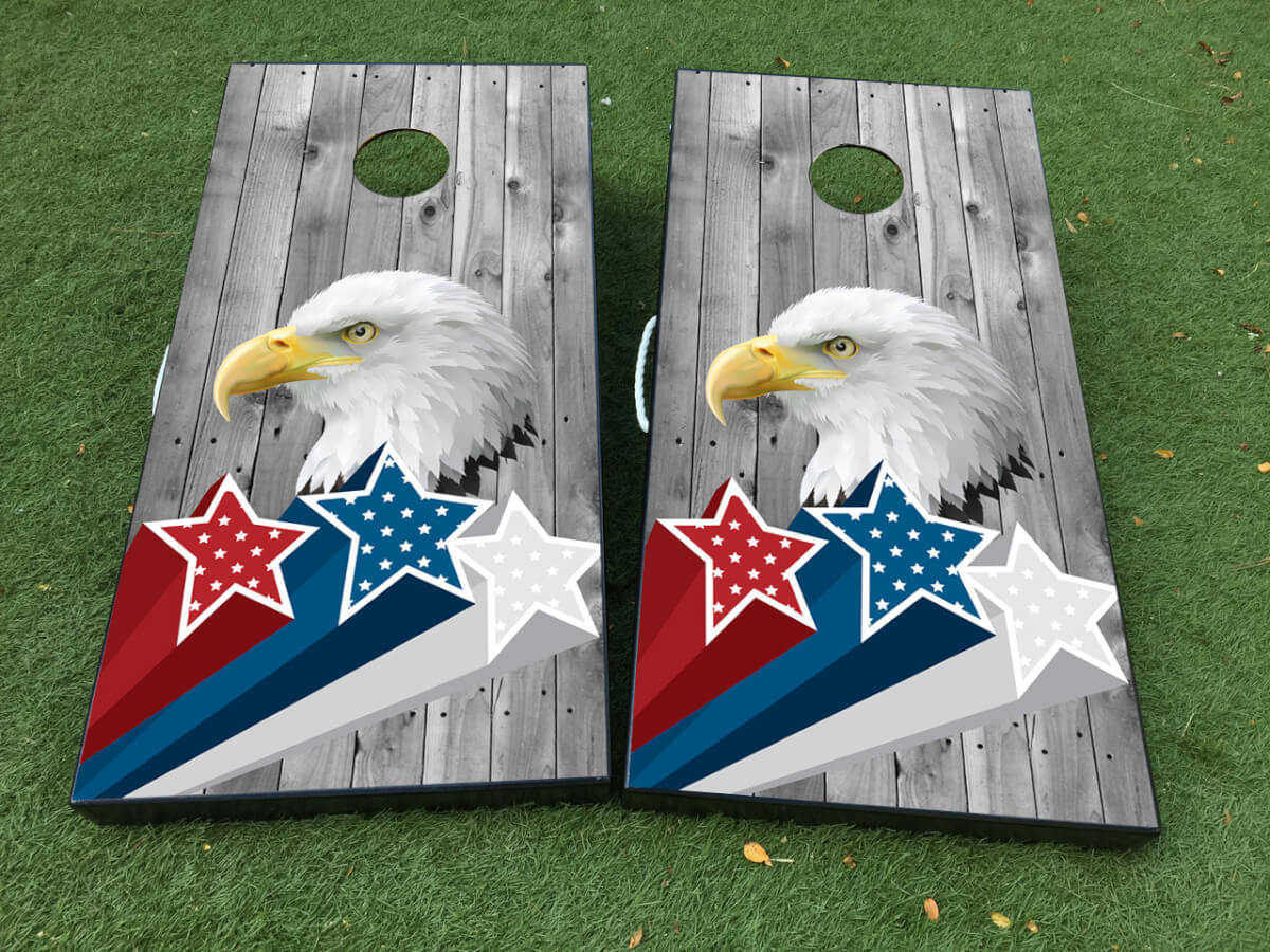 Ensemble d'autocollants en vinyle pour planche de cornhole American Eagle patriotique