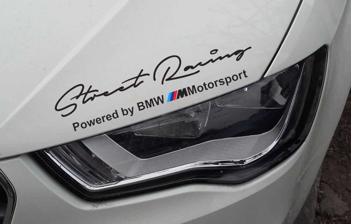 Jeu d'autocollants en vinyle pour capot et phares style M de course de rue pour voitures BMW