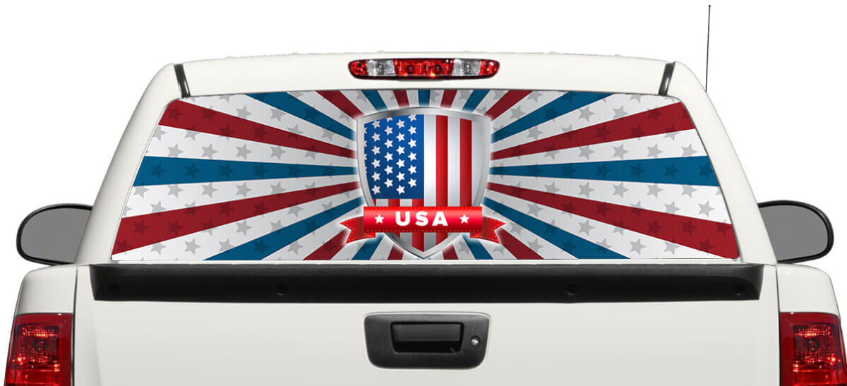 Drapeau américain USA autocollant de fenêtre arrière autocollant camionnette SUV voiture 3