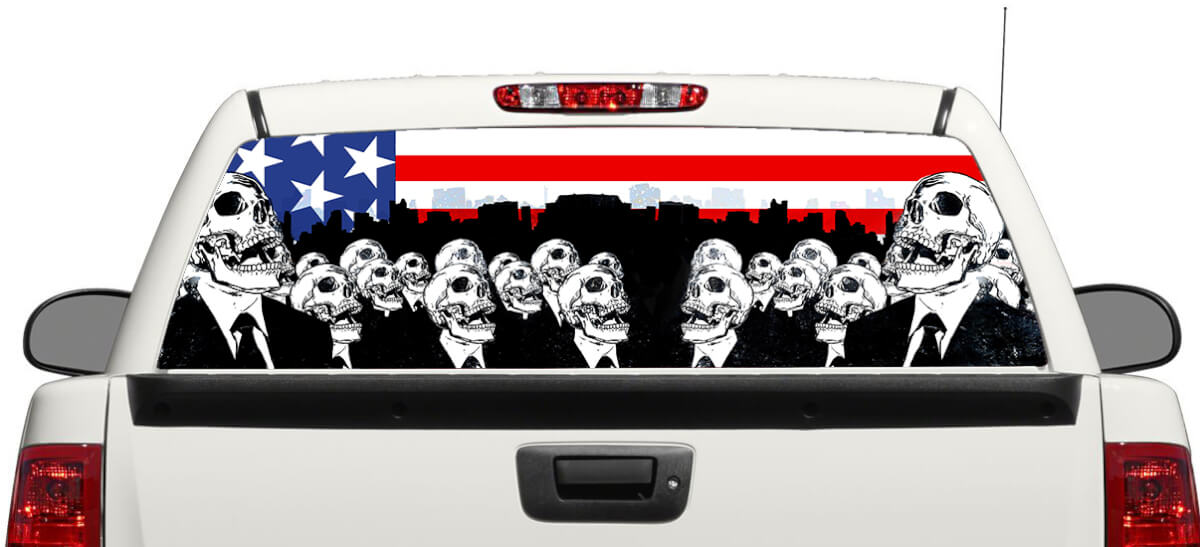 Drapeau américain Zombies mort fenêtre arrière autocollant autocollant camionnette SUV voiture 3