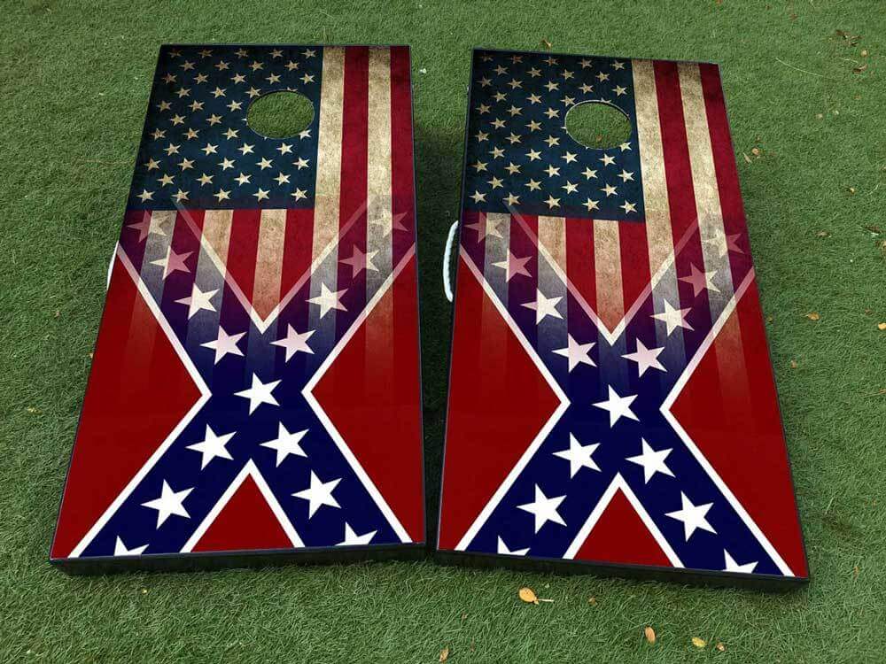 Ensemble d'autocollants d'habillage pour planche de cornhole style General Lee avec drapeau américain