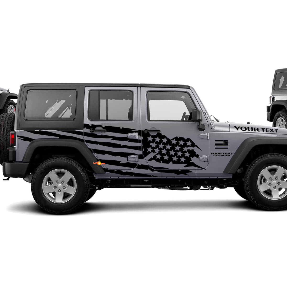 Autocollant vinyle latéral drapeau USA usé pour Jeep Wrangler Unlimited JK