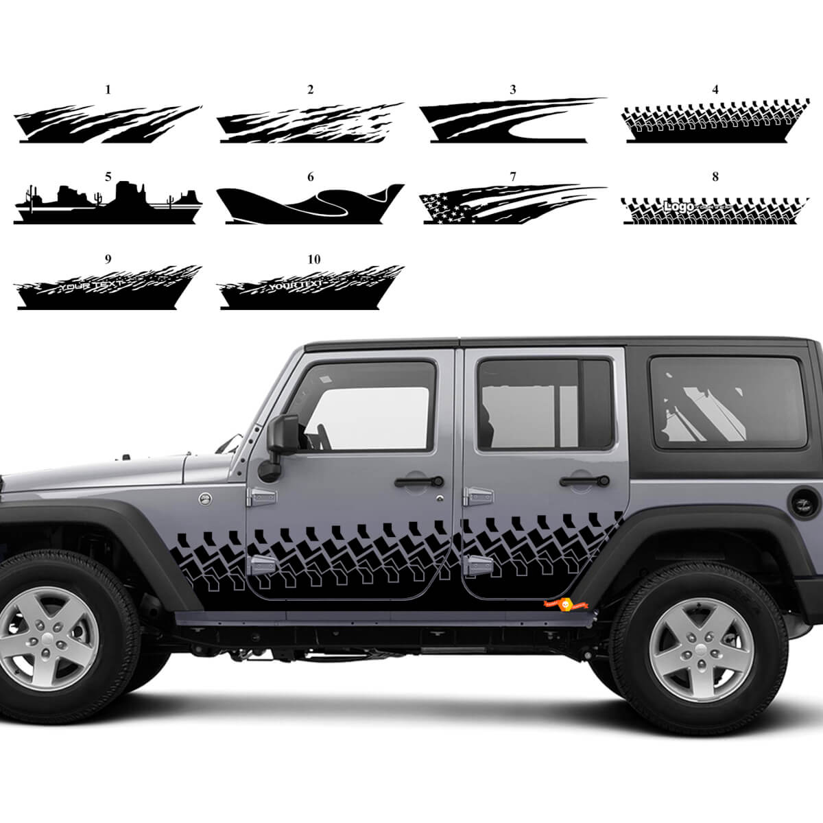 Kit de décalcomanies vinyle graphiques personnalisées pour portes latérales Splash pour Jeep Wrangler JK