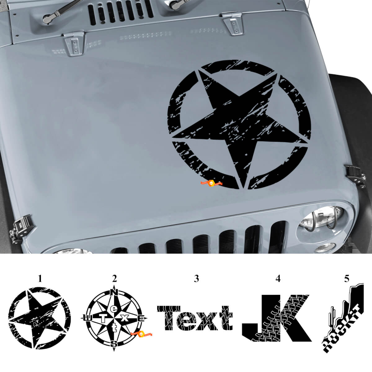 Autocollant Vinyle de Graphismes Personnalisés pour Capot Jeep Wrangler Rubicon JK