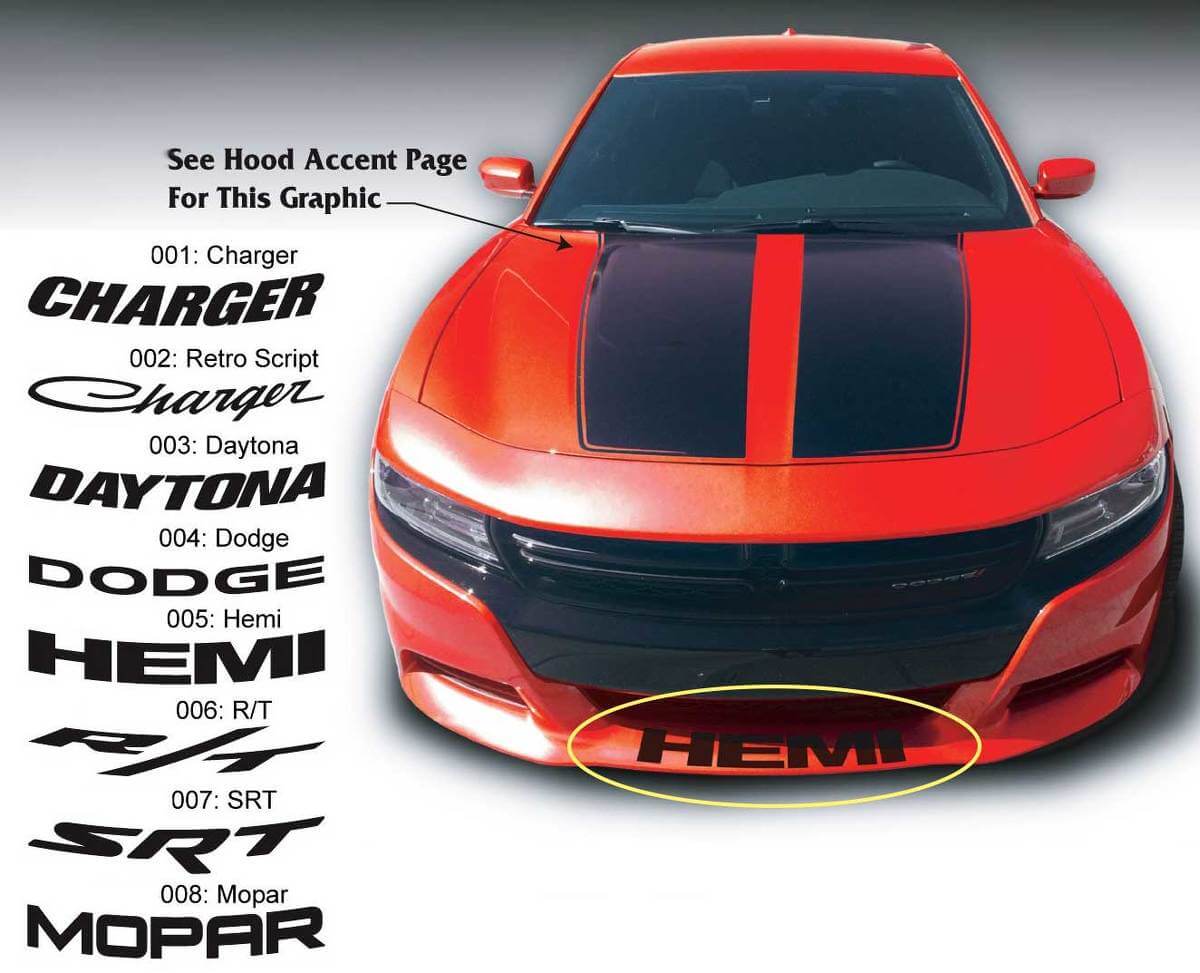 Autocollant Vinyle Spoiler Avant Personnalisé pour Dodge Charger Daytona 2015-2016