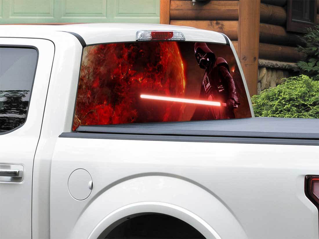 Autocollant en vinyle pour lunette arrière Darth Vader pour pick-up SUV