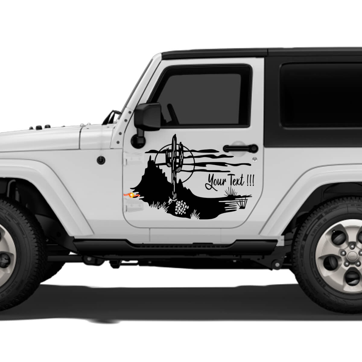 Autocollant Vinyle Porte Paysage Cactus pour Jeep Wrangler Rubicon Sahara