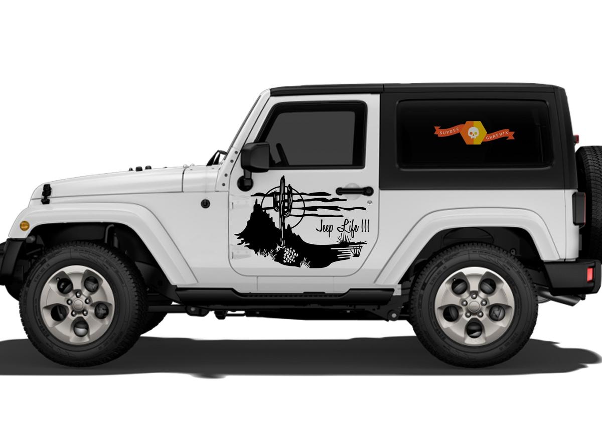 Jeep Life Vinyl Autocollant Décalcomanie Graphique Côté Wrangler Rubicon Sahara JK JKU TJ #2
