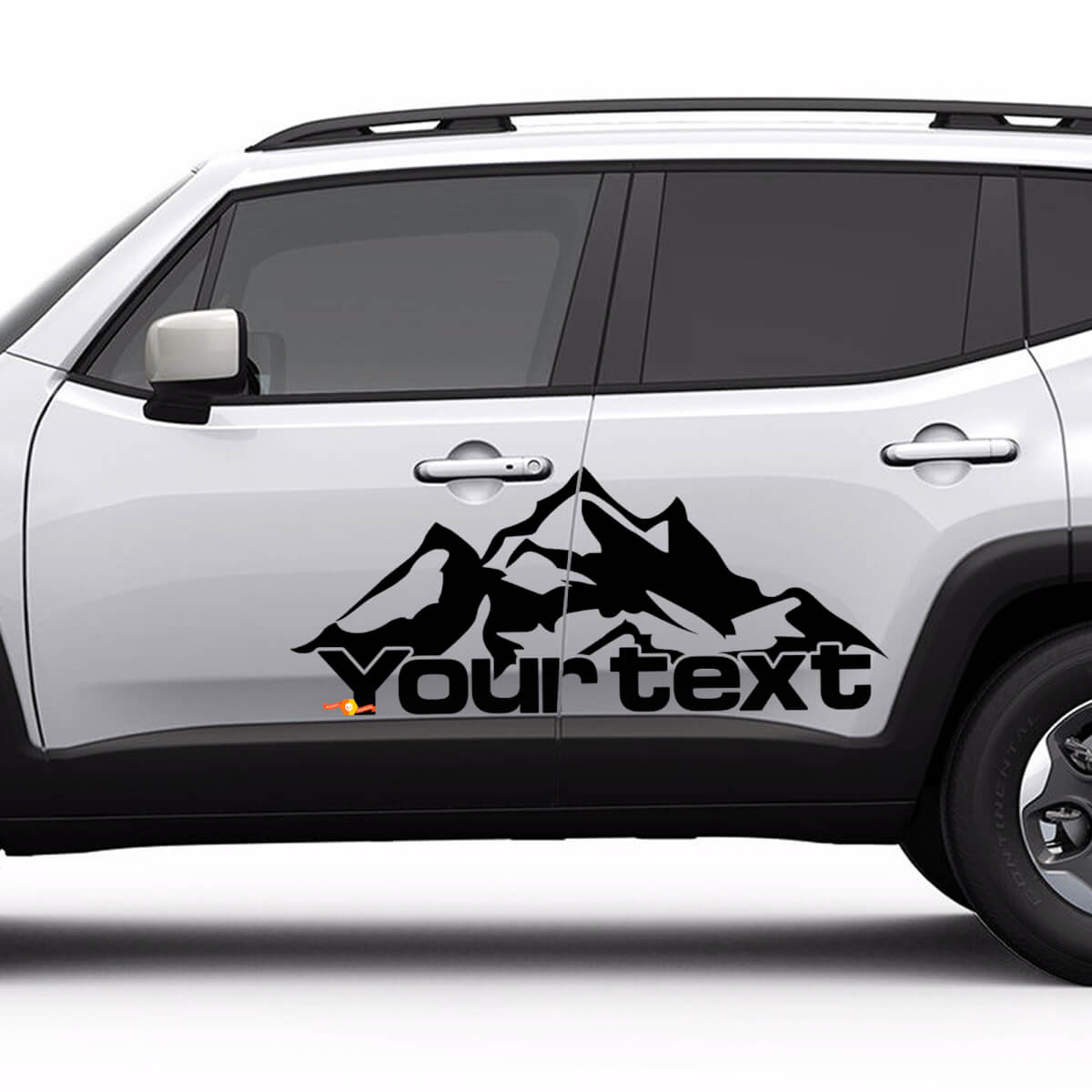 Autocollant en vinyle lettrage style montagnes pour porte Jeep Renegade
