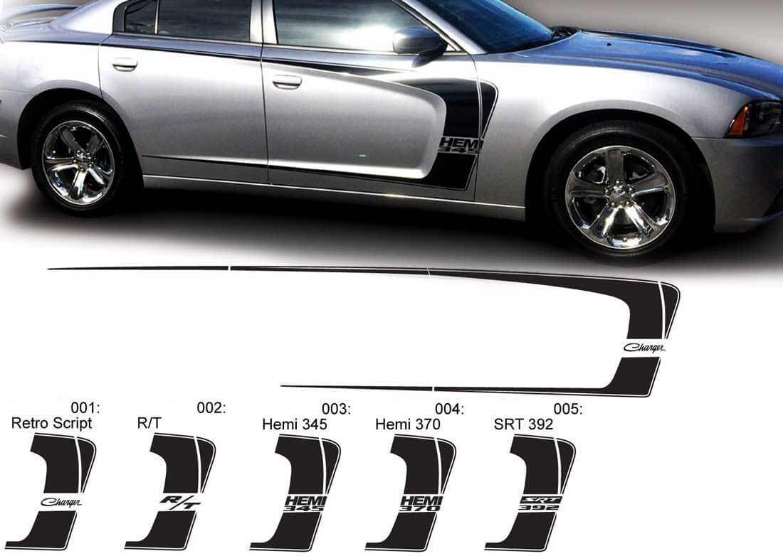 Dodge Charger C Stripe Hemi RT 345 370 392 Sticker autocollant Kit graphique complet s'adapte aux modèles 2011-2014