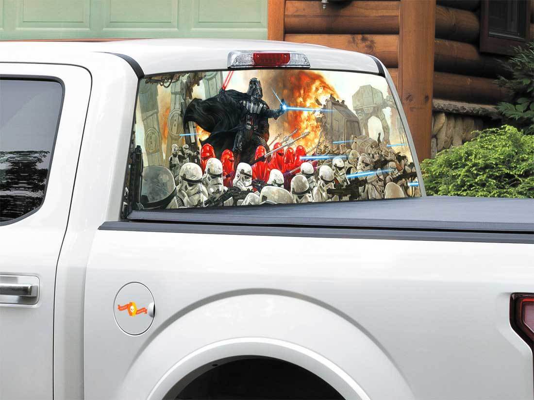 Autocollant en vinyle pour lunette arrière Flotte Impériale Darth Vader pour pick-up SUV