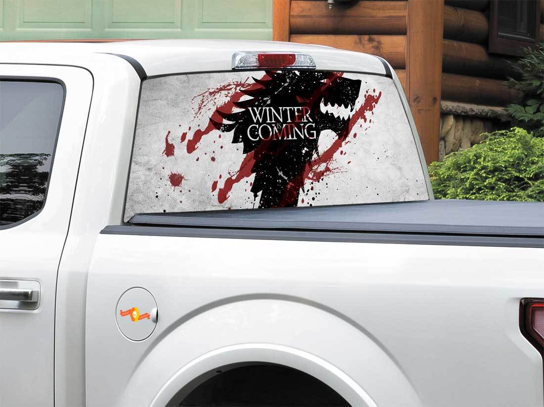 L'hiver arrive House Stark TV Show Game Of Thrones Autocollant de fenêtre arrière Pick-up Truck SUV Car n'importe quelle taille